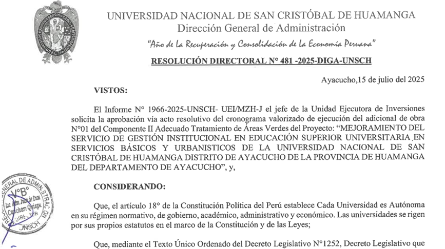 Cronograma valorizado de adicional: COMPONENTE II ADECUADO TRATAMIENTO DE ÁREAS VERDES