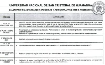 Calendario de Actividades Académico-Administrativas 2025-II