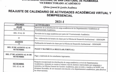 Calendario de Actividades Académico-Administrativas 2021-I