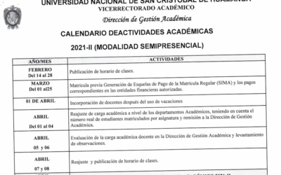Calendario de Actividades Académico-Administrativas 2021-II
