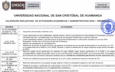 Calendario de Actividades Académico-Administrativas 2025-I «Ampliado»