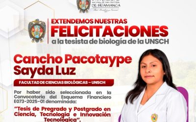 ¡TESISTA SANCRISTOBALINA LOGRA FINANCIAMIENTO DE PROCIENCIA EN IMPORTANTE CONVOCATORIA NACIONAL!