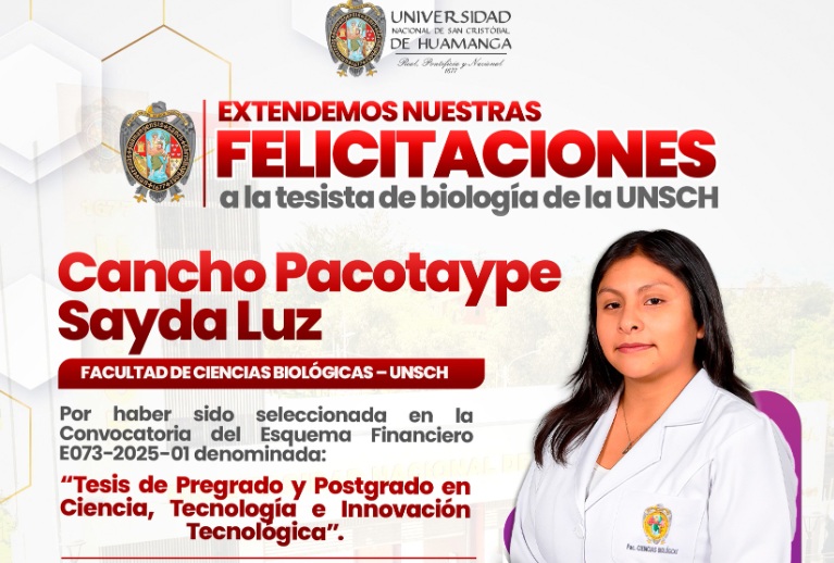  ¡TESISTA SANCRISTOBALINA LOGRA FINANCIAMIENTO DE PROCIENCIA EN IMPORTANTE CONVOCATORIA NACIONAL!
