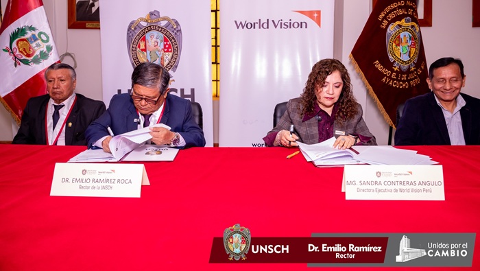 ¡UNSCH firma convenio con World Vision para impulsar acciones de responsabilidad social e investigación!.